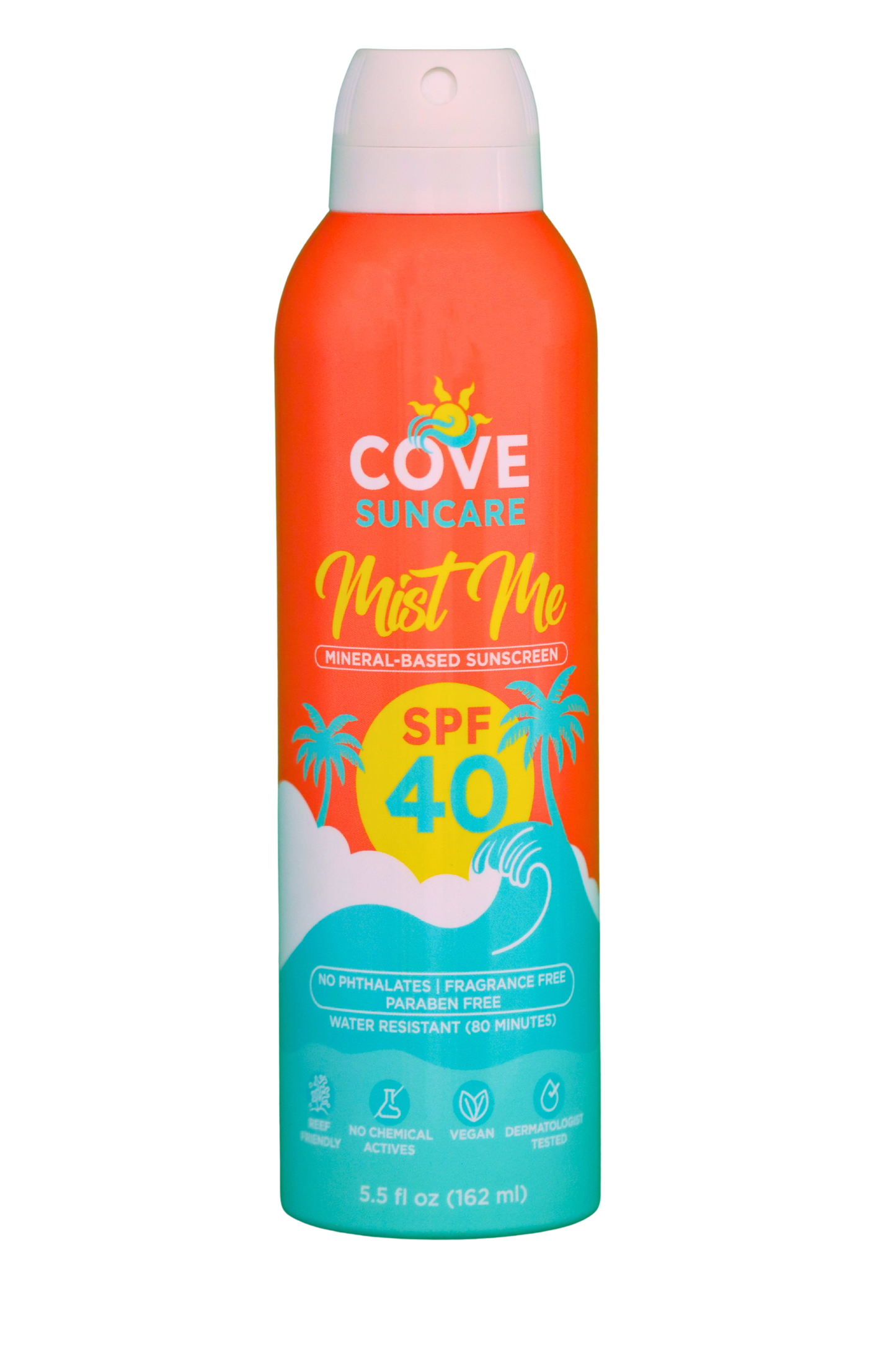 Cove Suncare Mist Me SPF 40 mineral sunscreen spray bottle