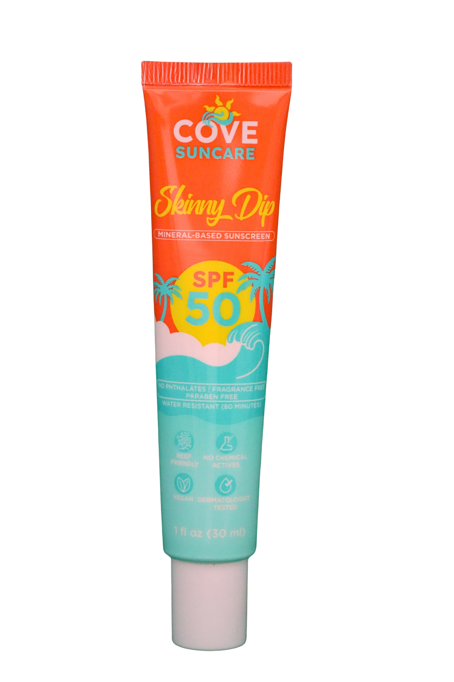 Cove Suncare Skinny Dip SPF 50 mineral sunscreen tube